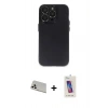 MARSİLYAN™- iPhone 13 Pro Max Kılıf Ufuk Minimal Özel Seri - Siyah Joko 5D Cam + Rainbow Kamera Lens Koruma Cam - BZ