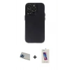 MARSİLYAN™- iPhone 13 Pro Max Kılıf Ufuk Minimal Özel Seri - Siyah Joko 5D Cam + Rainbow Kamera Lens Koruma Cam - MI
