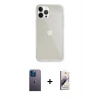 MARSİLYAN™- iPhone 13 Pro Max Kılıf Vadi Asil Prime - Siyah Bilvis 3D Mat Cam Ekran Koruyucu + Mavi Neon Fosforlu Kamera Lens
