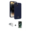 MARSİLYAN™- iPhone 13 Pro Max Kılıf Vadi Çizgi Prime - Şeffaf 360 Full Body Arka Koruyucu + Sierra Blue Pers Alüminyum Kamera Lens