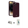 MARSİLYAN™- iPhone 13 Pro Max Kılıf Vadi Çizgi Prime - Şeffaf Pasifik Cam Ekran Koruyucu + Mor Rainbow Kamera Lens Koruma Cam
