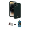 MARSİLYAN™- iPhone 13 Pro Max Kılıf Vadi Çizgi Prime - Siyah 18D Cam Ekran Koruyucu + Kırmızı Rainbow Kamera Lens Koruma Cam