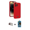 MARSİLYAN™- iPhone 13 Pro Max Kılıf Vadi Çizgi Prime - Siyah 18D Cam Ekran Koruyucu + Kırmızı Rainbow Kamera Lens Koruma Cam