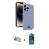 MARSİLYAN™- iPhone 13 Pro Max Kılıf Vadi Çizgi Prime - Siyah 18D Cam Ekran Koruyucu + Mor Rainbow Kamera Lens Koruma Cam