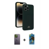 MARSİLYAN™- iPhone 13 Pro Max Kılıf Vadi Çizgi Prime - Siyah 18D Cam Ekran Koruyucu + Neon Fosforlu Kamera Lens - YL