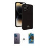 MARSİLYAN™- iPhone 13 Pro Max Kılıf Vadi Çizgi Prime - Siyah 18D Cam Ekran Koruyucu + Neon Fosforlu Kamera Lens - MI
