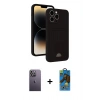 MARSİLYAN™- iPhone 13 Pro Max Kılıf Vadi Çizgi Prime - Siyah 18D Cam Ekran Koruyucu + Neon Fosforlu Kamera Lens - BZ