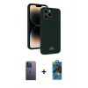MARSİLYAN™- iPhone 13 Pro Max Kılıf Vadi Çizgi Prime - Siyah 18D Cam Ekran Koruyucu + Neon Fosforlu Kamera Lens - MI