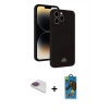 MARSİLYAN™- iPhone 13 Pro Max Kılıf Vadi Çizgi Prime - Siyah 18D Cam Ekran Koruyucu + Pers Alüminyum Kamera Lens - GI