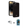 MARSİLYAN™- iPhone 13 Pro Max Kılıf Vadi Çizgi Prime - Siyah 18D Cam Ekran Koruyucu + Pers Alüminyum Kamera Lens - SABE