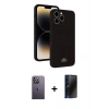 MARSİLYAN™- iPhone 13 Pro Max Kılıf Vadi Çizgi Prime - Siyah 3D Antistatik Hayalet Cam Ekran Koruyucu + Neon Fosforlu Kamera Lens - BZ