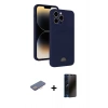 MARSİLYAN™- iPhone 13 Pro Max Kılıf Vadi Çizgi Prime - Siyah 3D Antistatik Hayalet Cam Ekran Koruyucu + Renkli Kamera Lens Koruma Cam - PE