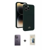 MARSİLYAN™- iPhone 13 Pro Max Kılıf Vadi Çizgi Prime - Siyah 6D Mat Seramik Hayalet Nano Ekran Koruyucu + Beyaz Neon Fosforlu Kamera Lens