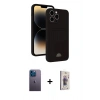 MARSİLYAN™- iPhone 13 Pro Max Kılıf Vadi Çizgi Prime - Siyah Bilvis 3D Cam Ekran Koruyucu + Neon Fosforlu Kamera Lens - MI