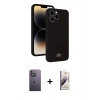 MARSİLYAN™- iPhone 13 Pro Max Kılıf Vadi Çizgi Prime - Siyah Bilvis 3D Mat Cam Ekran Koruyucu + Neon Fosforlu Kamera Lens - BZ