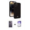 MARSİLYAN™- iPhone 13 Pro Max Kılıf Vadi Çizgi Prime - Siyah Bilvis 5in1 3D Magic Cam Ekran Koruyucu + Neon Fosforlu Kamera Lens - BZ
