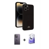 MARSİLYAN™- iPhone 13 Pro Max Kılıf Vadi Çizgi Prime - Siyah Bilvis 5in1 5D Magic Hayalet Cam Ekran Koruyucu + Neon Fosforlu Kamera Lens - BZ