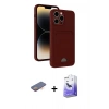 MARSİLYAN™- iPhone 13 Pro Max Kılıf Vadi Çizgi Prime - Siyah Bilvis 5in1 5D Magic Hayalet Cam Ekran Koruyucu + Turuncu Renkli Kamera Lens Koruma Cam