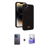 MARSİLYAN™- iPhone 13 Pro Max Kılıf Vadi Çizgi Prime - Siyah Bilvis 5in1 5D Magic Hayalet Cam Ekran Koruyucu + Neon Fosforlu Kamera Lens - MI