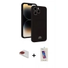 MARSİLYAN™- iPhone 13 Pro Max Kılıf Vadi Çizgi Prime - Siyah Joko 5D Cam + Kırmızı Pers Alüminyum Kamera Lens