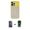 MARSİLYAN™- iPhone 13 Pro Max Kılıf Vadi Çizgi - Şeffaf 360 Full Body Arka Koruyucu + Neon Fosforlu Kamera Lens - MI