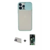 MARSİLYAN™- iPhone 13 Pro Max Kılıf Vadi Çizgi - Şeffaf 360 Full Body Arka Koruyucu + Mor Rainbow Kamera Lens Koruma Cam