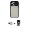 MARSİLYAN™- iPhone 13 Pro Max Kılıf Vadi Çizgi - Şeffaf 360 Full Body Arka Koruyucu + Mor Rainbow Kamera Lens Koruma Cam