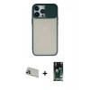 MARSİLYAN™- iPhone 13 Pro Max Kılıf Vadi Çizgi - Şeffaf 360 Full Body Arka Koruyucu + Mor Rainbow Kamera Lens Koruma Cam