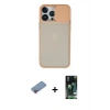 MARSİLYAN™- iPhone 13 Pro Max Kılıf Vadi Çizgi - Şeffaf 360 Full Body Arka Koruyucu + Pembe Shine Kamera Lens Koruma Cam