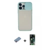 MARSİLYAN™- iPhone 13 Pro Max Kılıf Vadi Çizgi - Şeffaf 360 Full Body Arka Koruyucu + Pembe Shine Kamera Lens Koruma Cam