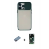 MARSİLYAN™- iPhone 13 Pro Max Kılıf Vadi Çizgi - Şeffaf 360 Full Body Arka Koruyucu + Pembe Shine Kamera Lens Koruma Cam