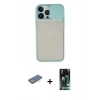 MARSİLYAN™- iPhone 13 Pro Max Kılıf Vadi Çizgi - Şeffaf 360 Full Body Arka Koruyucu + Renkli Kamera Lens Koruma Cam - YL