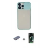 MARSİLYAN™- iPhone 13 Pro Max Kılıf Vadi Çizgi - Şeffaf 360 Full Body Arka Koruyucu + Renkli Kamera Lens Koruma Cam - PE