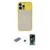 MARSİLYAN™- iPhone 13 Pro Max Kılıf Vadi Çizgi - Şeffaf 360 Full Body Arka Koruyucu + Renkli Kamera Lens Koruma Cam - PE