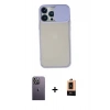 MARSİLYAN™- iPhone 13 Pro Max Kılıf Vadi Çizgi - Şeffaf Maxco Cam Ekran Koruyucu + Neon Fosforlu Kamera Lens - BZ