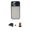 MARSİLYAN™- iPhone 13 Pro Max Kılıf Vadi Çizgi - Şeffaf Maxco Cam Ekran Koruyucu + Gold Raze Metal Kamera Lens