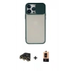 MARSİLYAN™- iPhone 13 Pro Max Kılıf Vadi Çizgi - Şeffaf Maxco Cam Ekran Koruyucu + Gold Raze Metal Kamera Lens