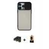 MARSİLYAN™- iPhone 13 Pro Max Kılıf Vadi Çizgi - Şeffaf Maxco Cam Ekran Koruyucu + Gold Raze Metal Kamera Lens