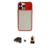 MARSİLYAN™- iPhone 13 Pro Max Kılıf Vadi Çizgi - Şeffaf Maxco Cam Ekran Koruyucu + Gold Raze Metal Kamera Lens