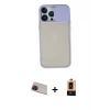 MARSİLYAN™- iPhone 13 Pro Max Kılıf Vadi Çizgi - Şeffaf Maxco Cam Ekran Koruyucu + Kırmızı Rainbow Kamera Lens Koruma Cam