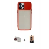 MARSİLYAN™- iPhone 13 Pro Max Kılıf Vadi Çizgi - Şeffaf Maxco Cam Ekran Koruyucu + Kırmızı Rainbow Kamera Lens Koruma Cam