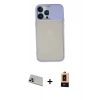MARSİLYAN™- iPhone 13 Pro Max Kılıf Vadi Çizgi - Şeffaf Maxco Cam Ekran Koruyucu + Mor Rainbow Kamera Lens Koruma Cam