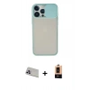 MARSİLYAN™- iPhone 13 Pro Max Kılıf Vadi Çizgi - Şeffaf Maxco Cam Ekran Koruyucu + Mor Rainbow Kamera Lens Koruma Cam