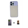 MARSİLYAN™- iPhone 13 Pro Max Kılıf Vadi Çizgi - Şeffaf Maxco Cam Ekran Koruyucu + Neon Fosforlu Kamera Lens - YL