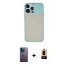 MARSİLYAN™- iPhone 13 Pro Max Kılıf Vadi Çizgi - Şeffaf Maxco Cam Ekran Koruyucu + Neon Fosforlu Kamera Lens - MI