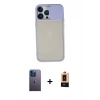 MARSİLYAN™- iPhone 13 Pro Max Kılıf Vadi Çizgi - Şeffaf Maxco Cam Ekran Koruyucu + Neon Fosforlu Kamera Lens - MI