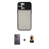 MARSİLYAN™- iPhone 13 Pro Max Kılıf Vadi Çizgi - Şeffaf Maxco Cam Ekran Koruyucu + Neon Fosforlu Kamera Lens - YL