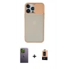 MARSİLYAN™- iPhone 13 Pro Max Kılıf Vadi Çizgi - Şeffaf Maxco Cam Ekran Koruyucu + Neon Fosforlu Kamera Lens - YL