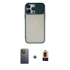 MARSİLYAN™- iPhone 13 Pro Max Kılıf Vadi Çizgi - Şeffaf Maxco Cam Ekran Koruyucu + Neon Fosforlu Kamera Lens - YL