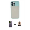 MARSİLYAN™- iPhone 13 Pro Max Kılıf Vadi Çizgi - Şeffaf Maxco Cam Ekran Koruyucu + Neon Fosforlu Kamera Lens - YL